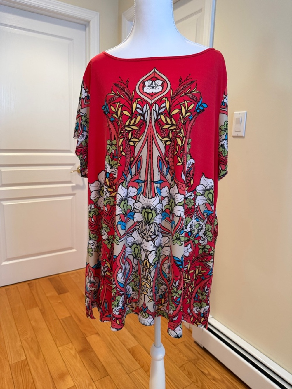Susan Graver Red Floral-Print Tunic